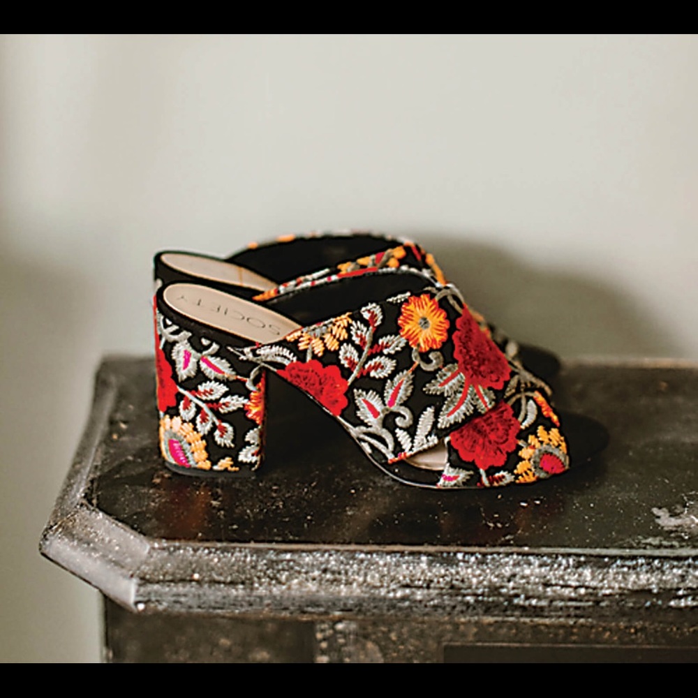 Sole Society | Sian Embroidered Block Heel Mules